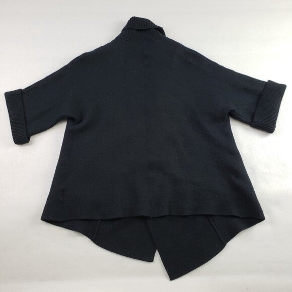 Tahari Merino Wool Open Front Sweater Womens Large Black Heavyweight Cardigan - Picture 3 of 8